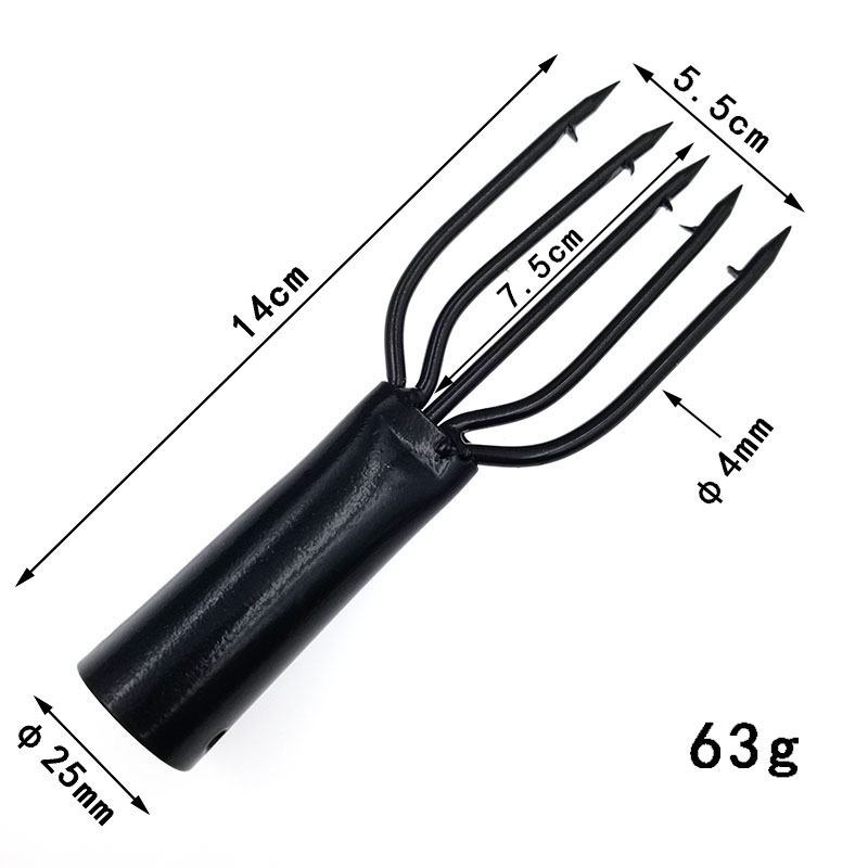 Factory direct supply spring steel harpoon head black tube with barbed anti-running fish three or four or five teeth fishing gear accessories fishing fork