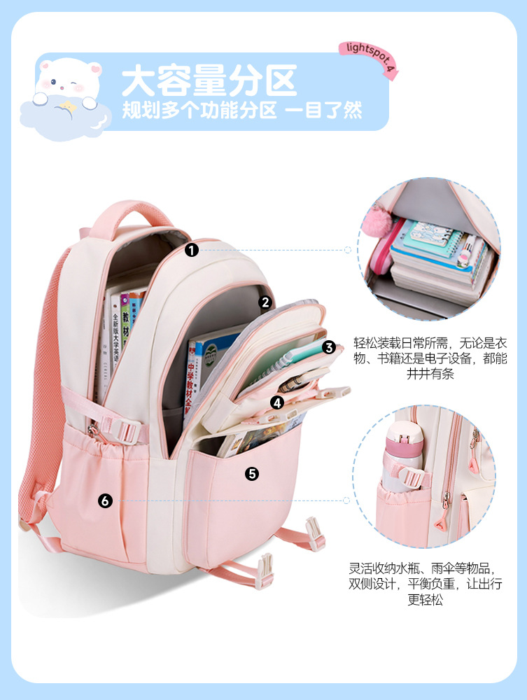 Shaodong Factory Cross-border Primary School Schoolbag Large Capacity Lightweight Junior High School Senior high school Girl Backpack Sleeve Tie Rod