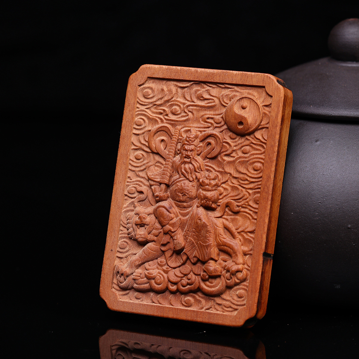 Natural Lightning-Struck Jujube Wood Auspicious Cloud Peace Pendant for Men, Women, and Babies with Relief Carving