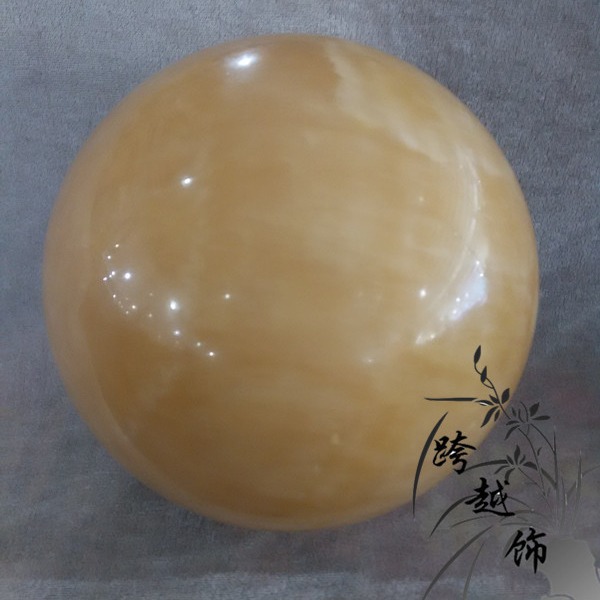 Natural beige jade indoor feng shui ball head figure diameter 15cm