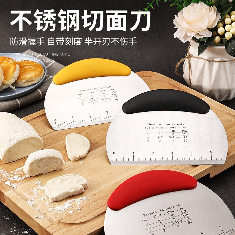 Нержавеющая сталь, скребок для теста с масштабом, многофункциональный