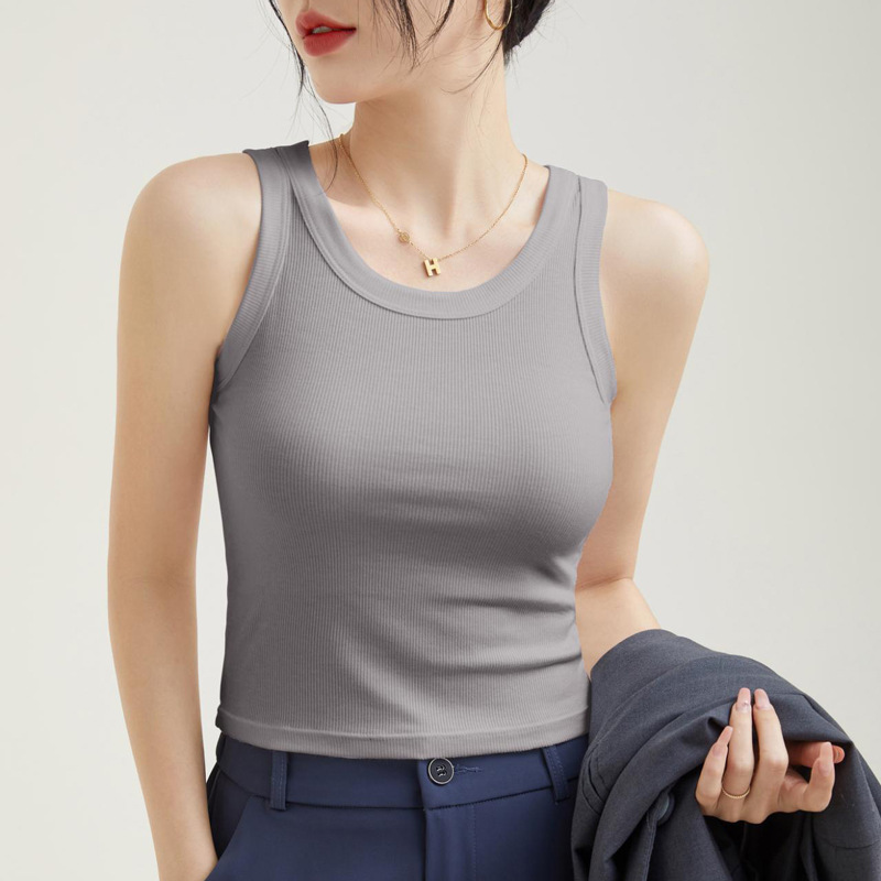 Processing and Customization of Spring and Summer Women's Vests Antibacterial Sports Fitness Waistcoat Sleeveless T-Shirt