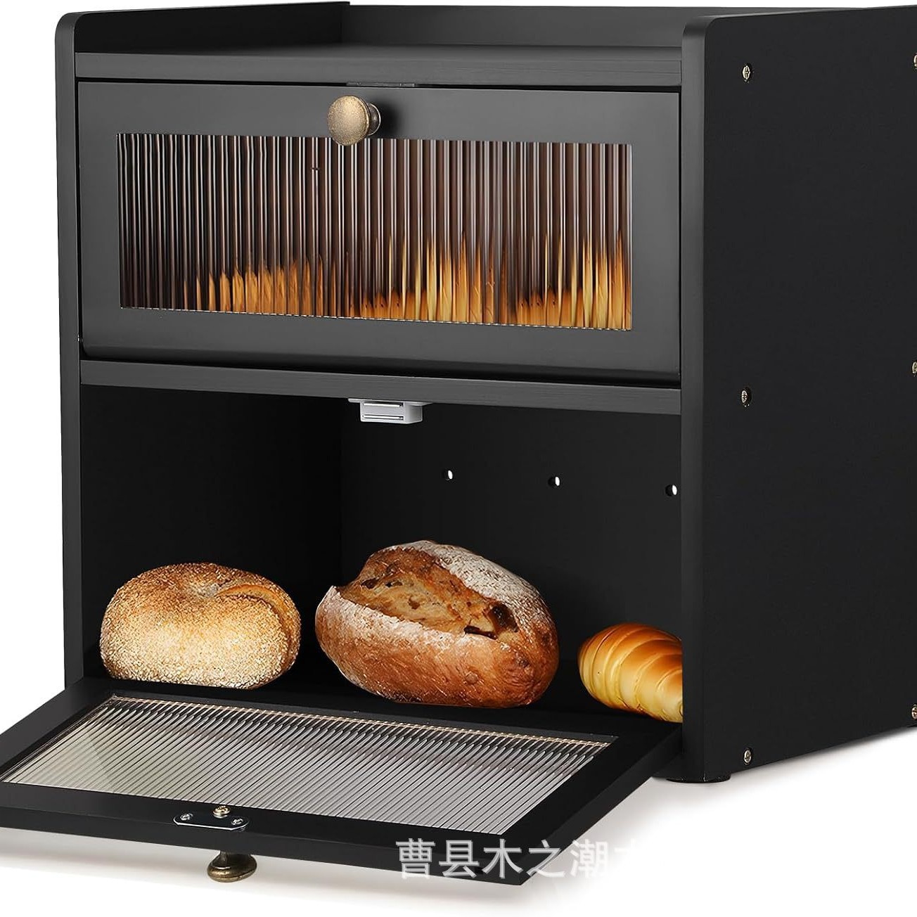 Solid Wood Double Layer Bread Box Kitchen Bread Storage Box Kitchen Pastry Storage Box Flip Wooden Bread