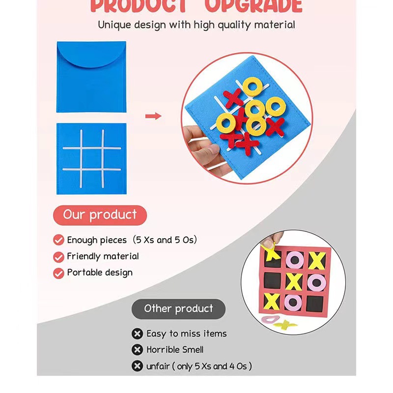 Cross-border New Felt Mini Jiugongge Board Game Children's Puzzle Tacit Word Game Board Customizable