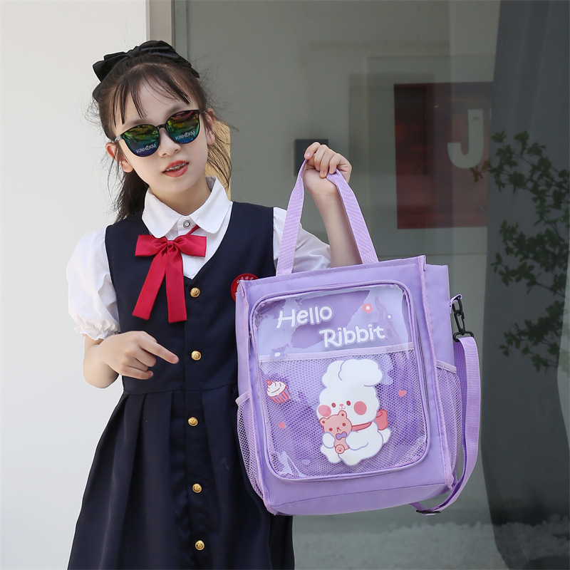 Student Tutorial Handbag Carrying Book Bag Tutorial Bag Oxford Large Capacity Junior High School Student Primary School Student File Bag with Zipper