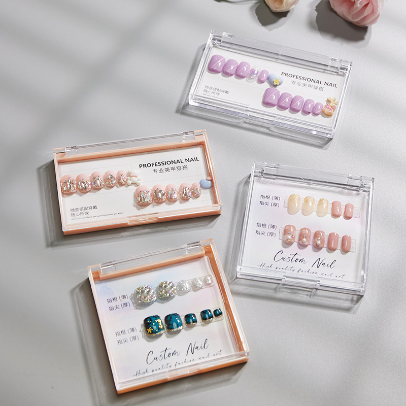 Moe can high-end transparent nail box nail storage box packaging box wear a box hand wear a display box