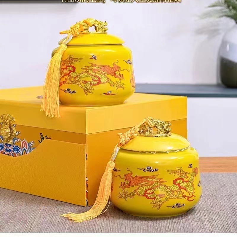 Factory Direct ceramic tea jar creative tea candy sealed dense medicine powder tea jar household portable sealed moisture-proof jar