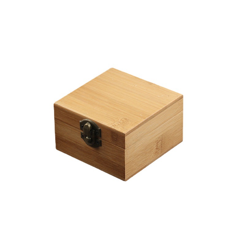 Bamboo wood with lock square storage wooden box home loose tea storage box birthday gift packaging wooden box