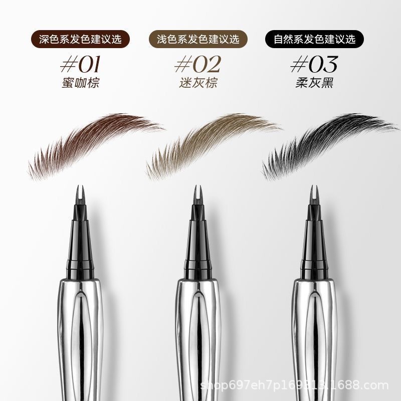 Lazy people use two fork water eyebrow pencil waterproof sweat-proof lasting natural non-decolorization root distinct root wild eyebrow female eyeliner
