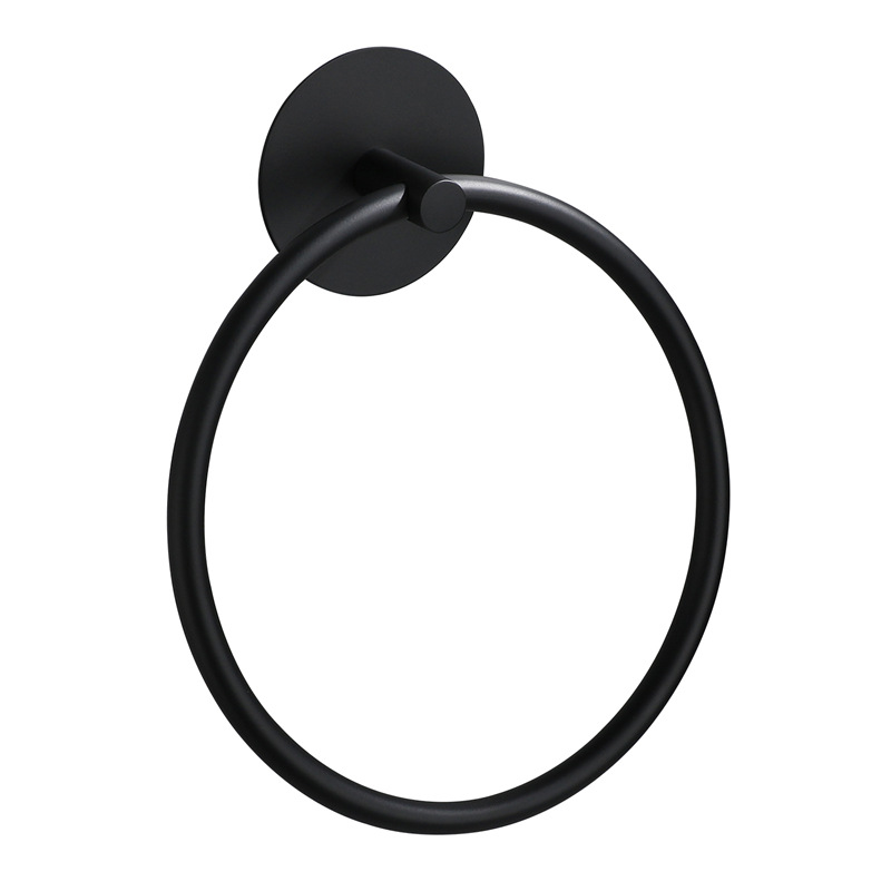 Cross-Border American black bathroom bathroom punch-free stainless steel towel ring Oval towel rack hanging ring