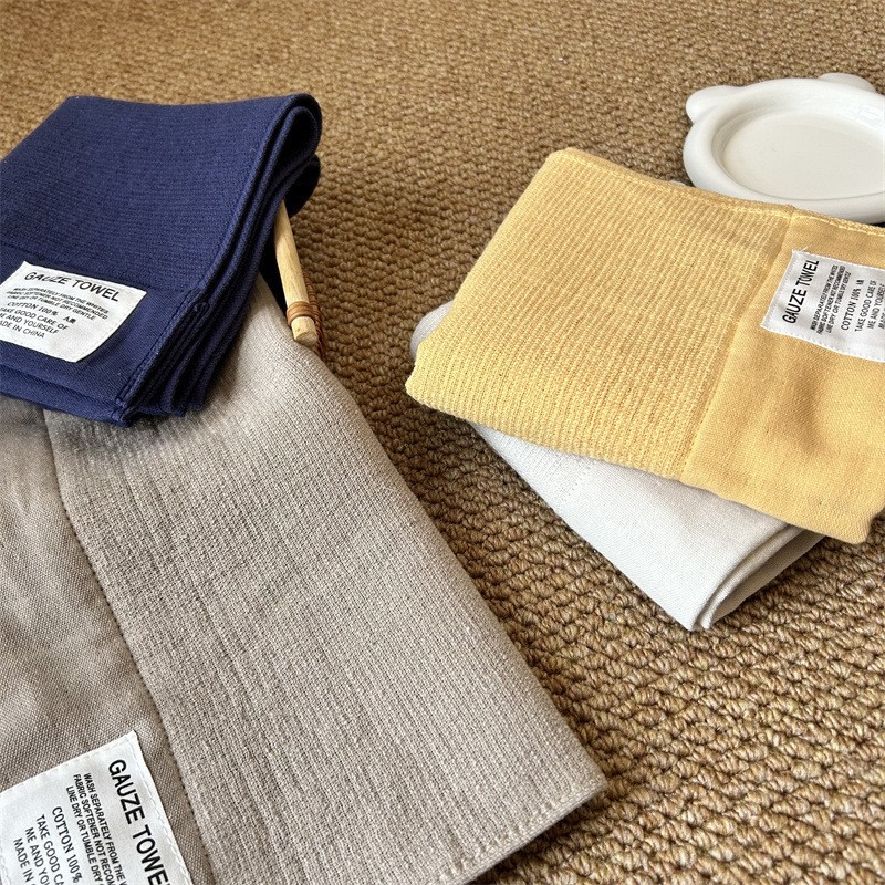 Foreign Trade New Air Cotton Gauze Towel Bath Towel Set Bath Cloth Plain Cotton Wrinkled Gauze Soft and Skin-Friendly