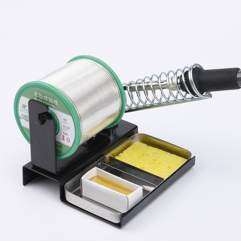 Electric Soldering Iron Stand Multi-functional Soldering Wire Rack Electric Soldering Station Seat Cleaning Metal Handle Tin Wire Rack Soldering Iron Bracket