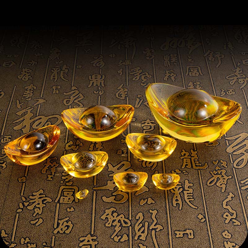 Crystal ingot decoration wholesale golden yellow small ingot home opening wedding gift living room decoration glass decoration