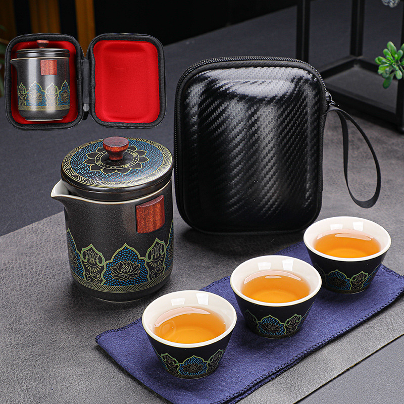 High-end Travel Tea Set Outdoor Portable Tea Set Portable Car Express Cup Storage Bag Gift