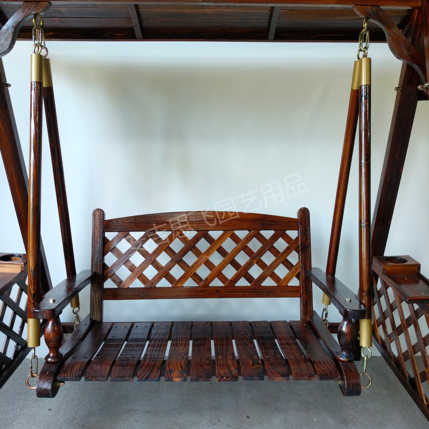 Angie Sifei North America Outdoor Courtyard Solid Wood Ceiling Swing Double Hanging Chair Wooden Swing Hanging Basket