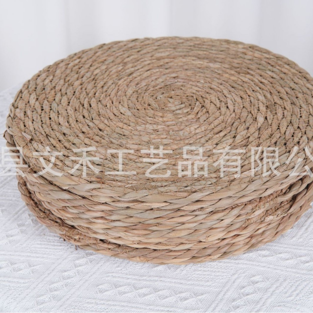Household Handmade Insulation Mat Round Straw Double-Strand Anti-Scalding Coaster Bowl Mat Pot Mat Cattail Woven Coaster Wholesale