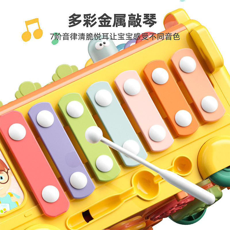 Infants and Toddlers 0-1 Early Education Educational Multi-Functional Hand Fine Movement Knocking Carrot Six-Sided Bus Toy 2