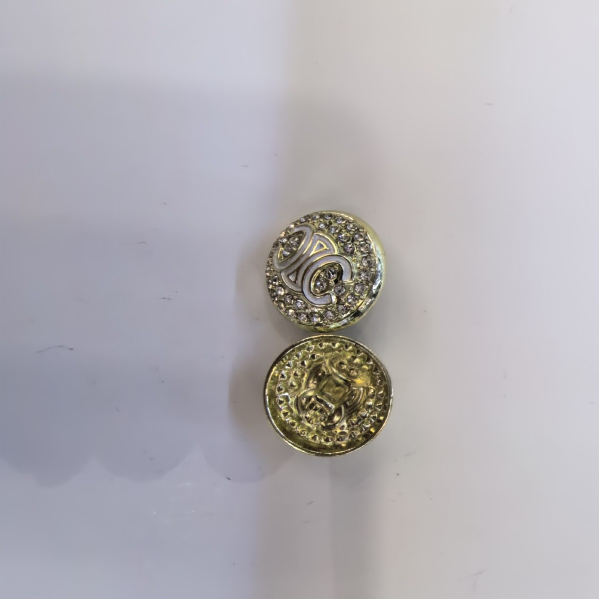 Small Fragrant Flower-Shaped Epoxy Diamond Fashion Button Sweater Coat High-End Button Metal Hand-Stitched Button