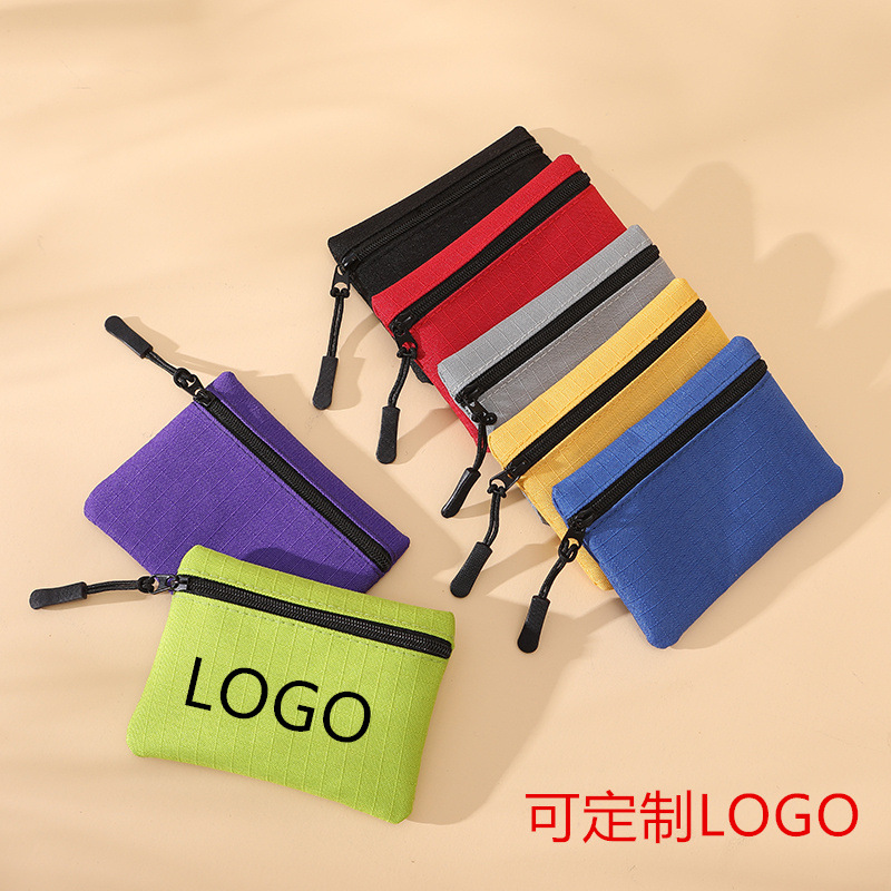 [in stock wholesale] 2024 new ladies Oxford cloth solid color mini zipper coin purse cross-border key bag