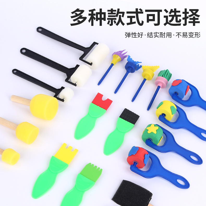 Children's Painting Sponge suit eva Seal DIY Early Education Art Graffiti Roller Rubbing Sponge Brush Cross Border