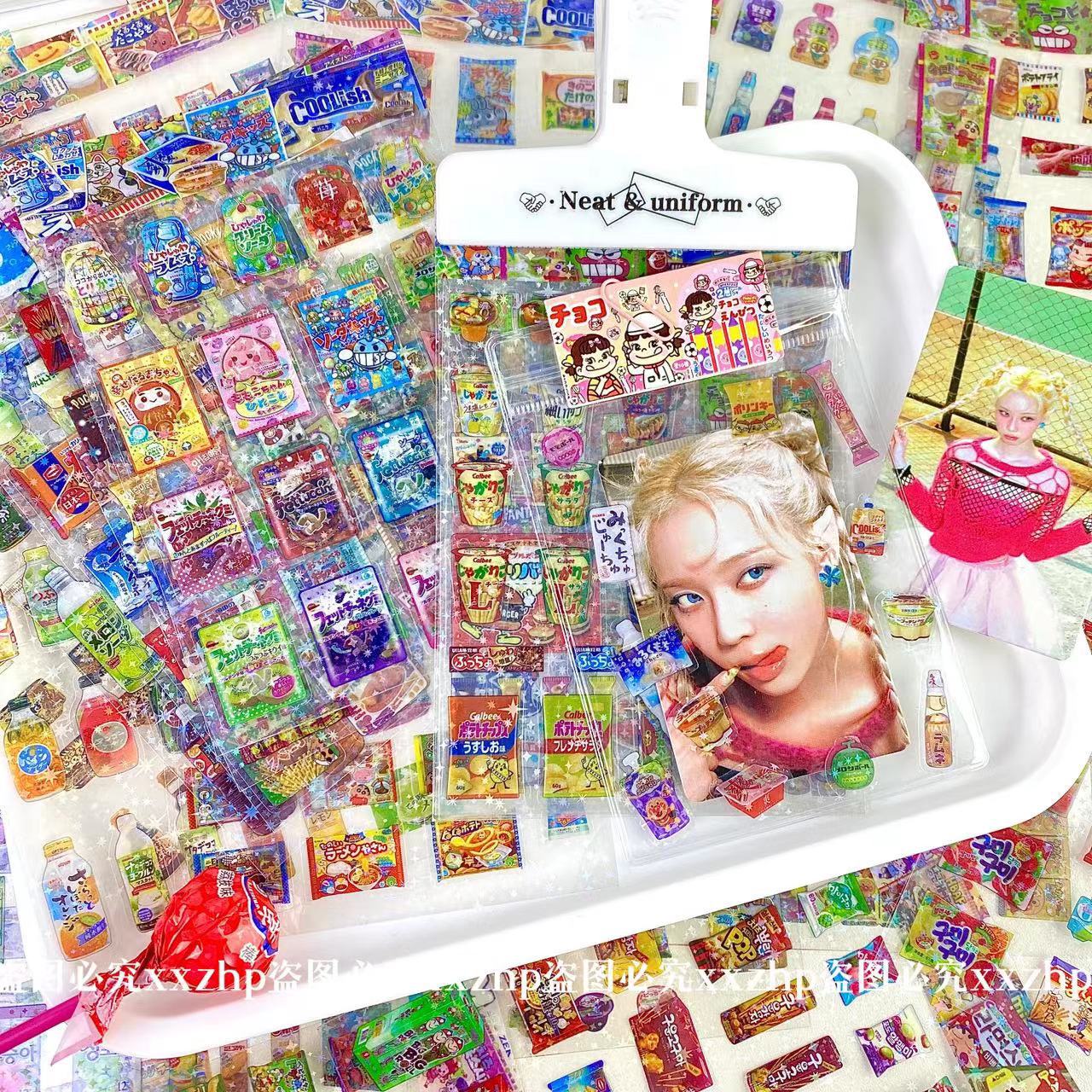 High-value snacks series film-cutting stickers double-transparent laser stars hand account cheap material decoration