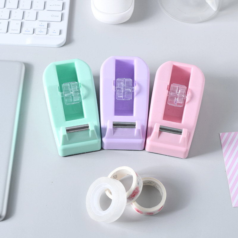 Lideme Macaron Color Tape Holder Cross-Border Direct Supply Small Tape Machine Creative Office Large Tape Cutter