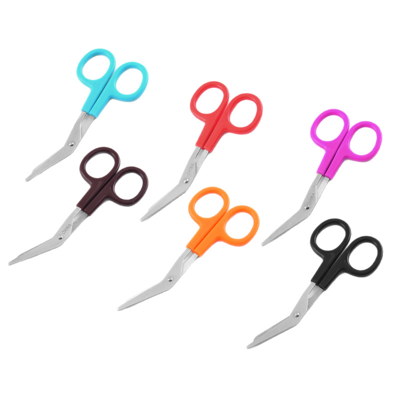 Stainless steel 12cm elbow gauze scissors mini bandage scissors camouflage tape scissors household spot wholesale