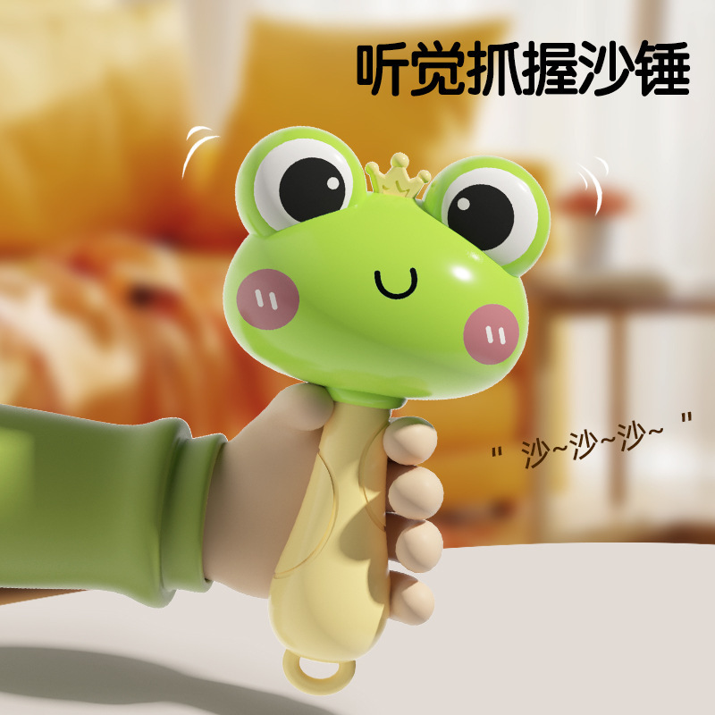 Frog Bird Small Sand Hammer Boiled and Disinfected Hand Rattle Early Education Sand Hammer Grasping Exercise Head-up Newborn Toys