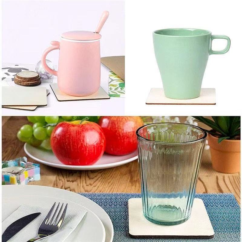 DIY Handmade Painting Wooden Square Pieces Cross-Border Export Wholesale Graffiti Creative Wooden Pieces Coasters Bowl Mats Kidsren's Wooden Signs