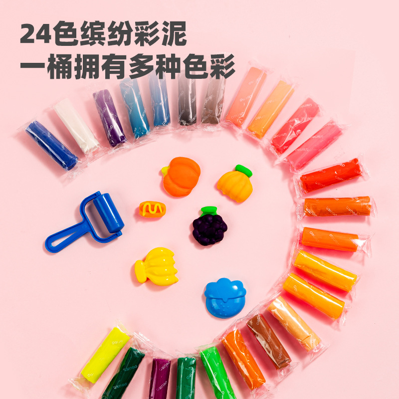 Deli 7031 Color Mud 24 Color Color Plasticine Color Mud Set Toy 24 Color Cartoon Color Mud