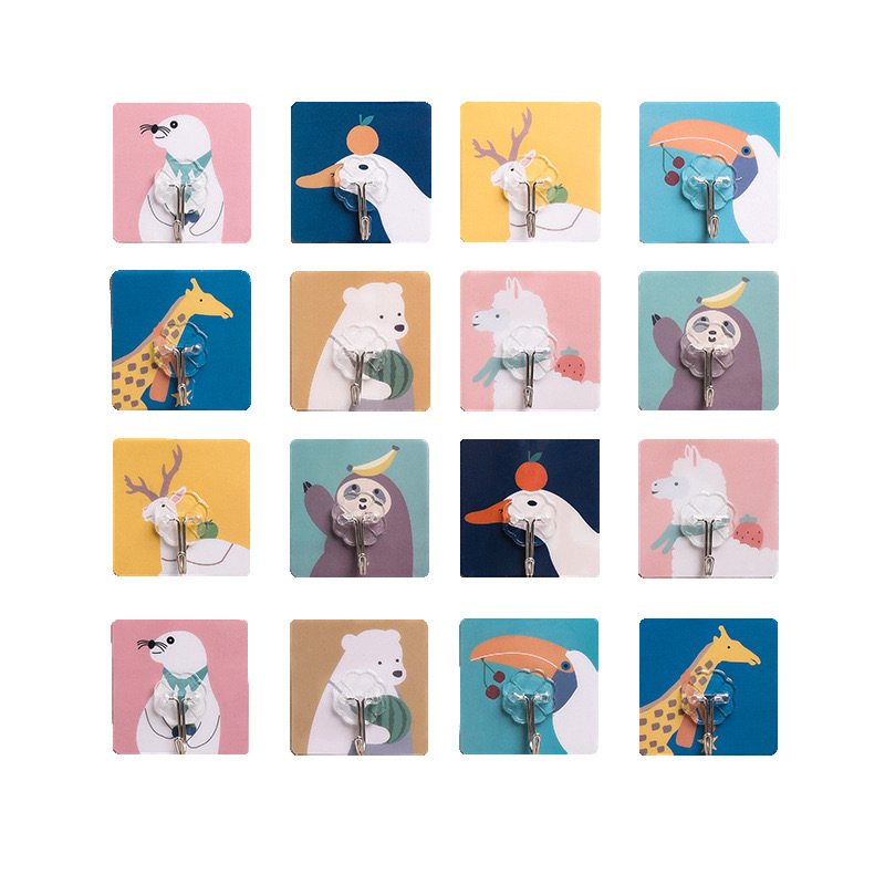 Punch-free Seamless Cartoon Flower Hook Household Strong Seamless Sticky Hook Kitchen Bathroom Factory Advertising Pattern