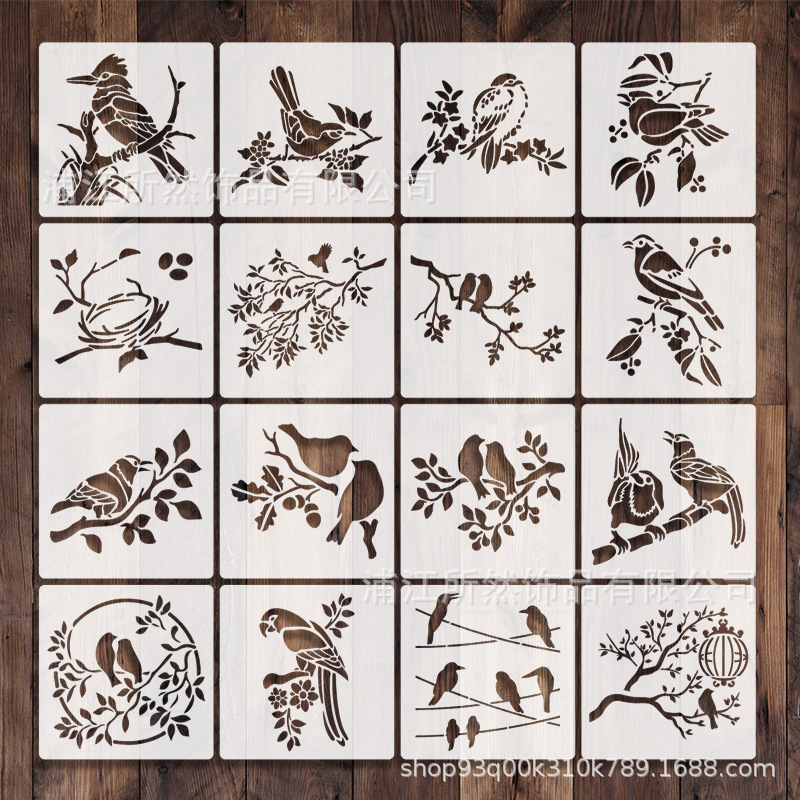 Кросс-бодер птица на 16 ветках китайский стиль новый креативный DIY тканевый полый пластиковый шаблон для рисования