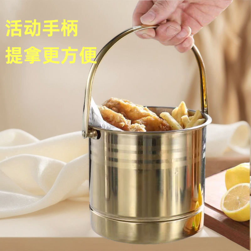 Stainless Steel Ice Bucket Red Wine Champagne Bucket Bar KTV Portable Beer Ice Bucket Outdoor Portable Small Bucket Rice Bucket