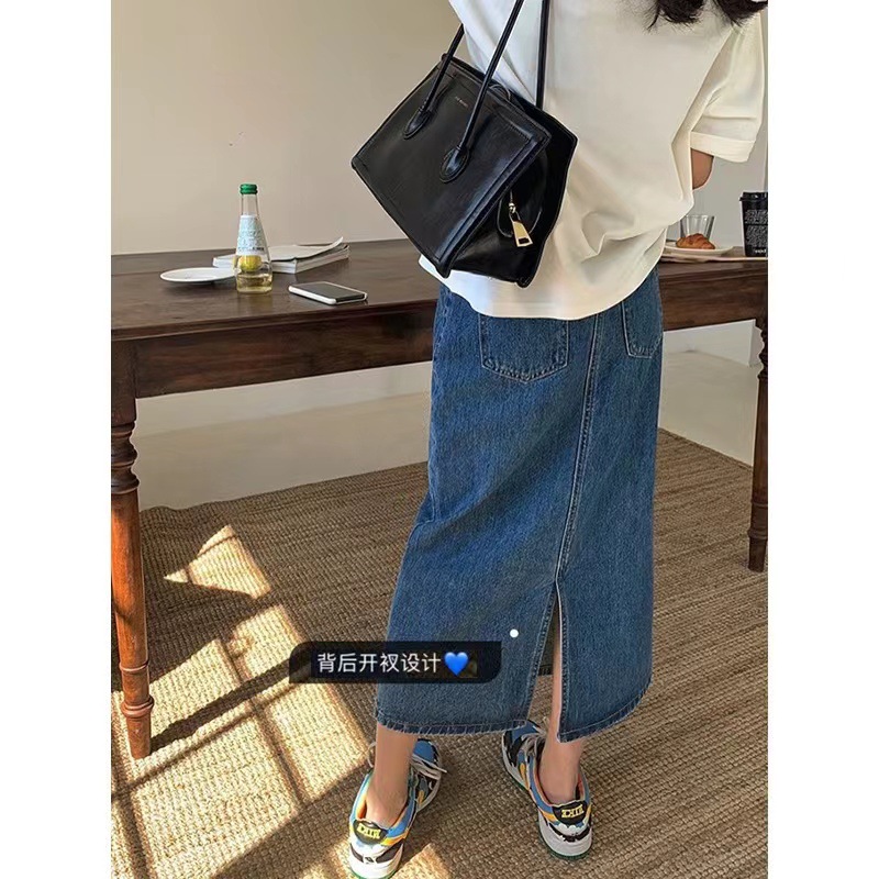 2023 New Maternity Denim Skirt Fashionable Slit Hip Skirt Easiest for Match Maternity Slim Fit