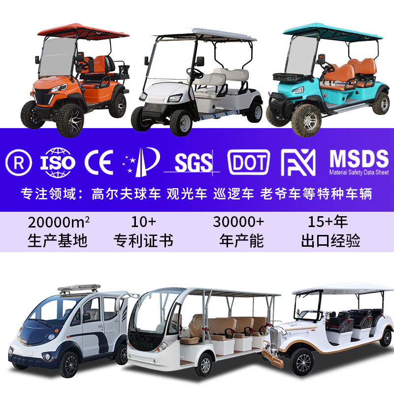 Electric Sightseeing Car 2-8 Seats for Tourist Attractions, Golf Carts for Real Estate Viewing, Off-Road Golf Carts