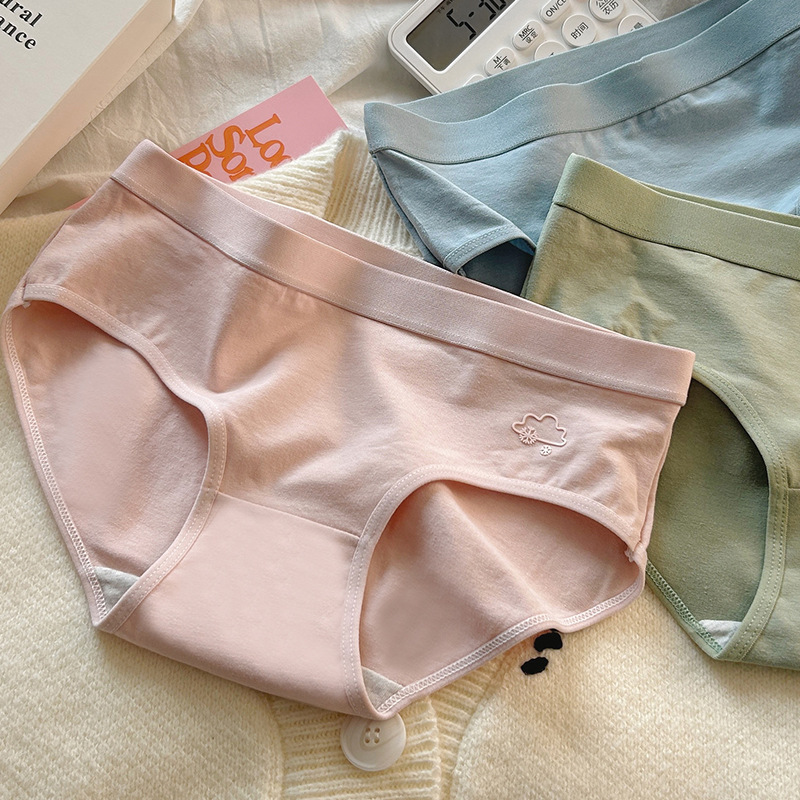 Прямые поставки хлопкового белья для женщин, дышащие трусики, простые, японская талия, бесшовные треугольные штаны