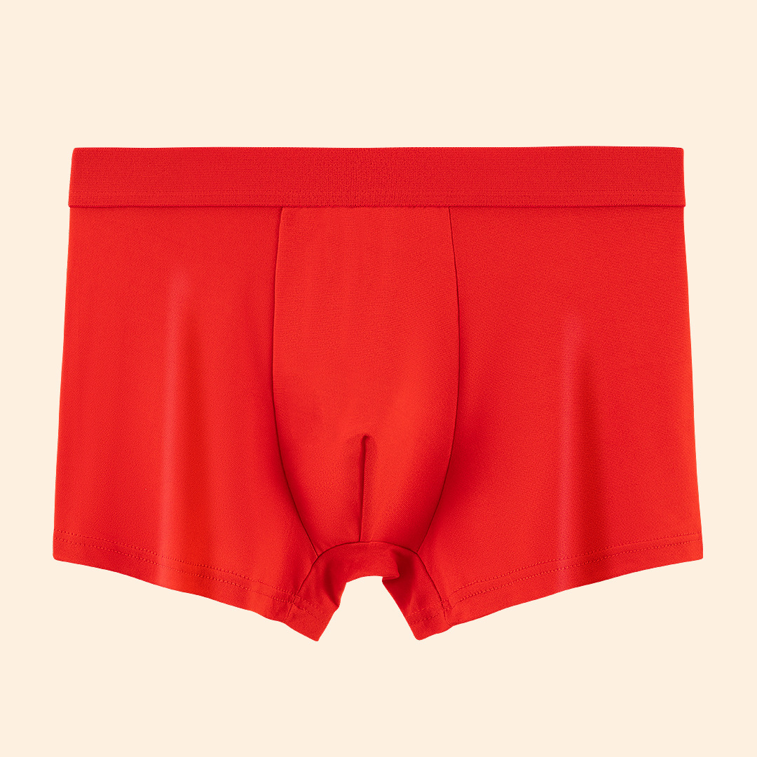 Men's Red Underwear for the Year of Birth, E-Commerce Hot Style Breathable Mid-Waist New Year's Wedding Red Youth Boxer Shorts