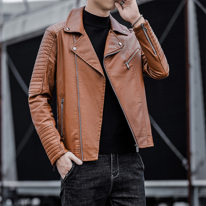 Men's leather jacket casual autumn and winter new leather jacket youth handsome motorcycle pu jacket casual men's jacket fashion