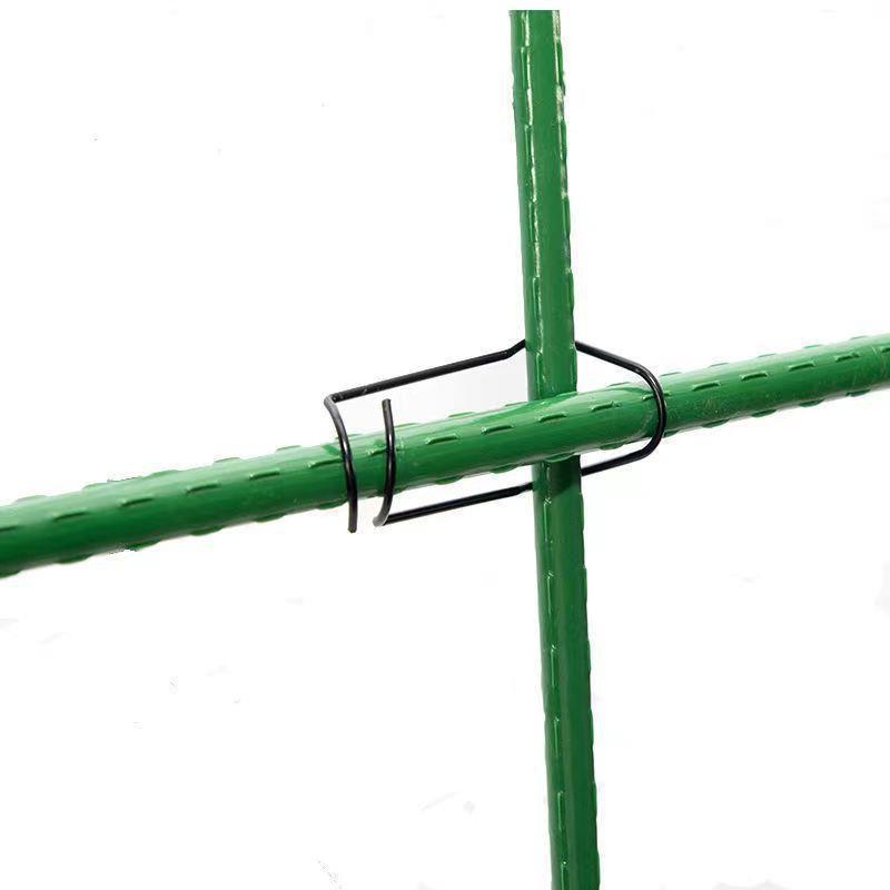 Plastic coated steel pipe fixed steel wire buckle spring buckle climbing vine flower stand flower pillar connection electrophoresis cross buckle accessories