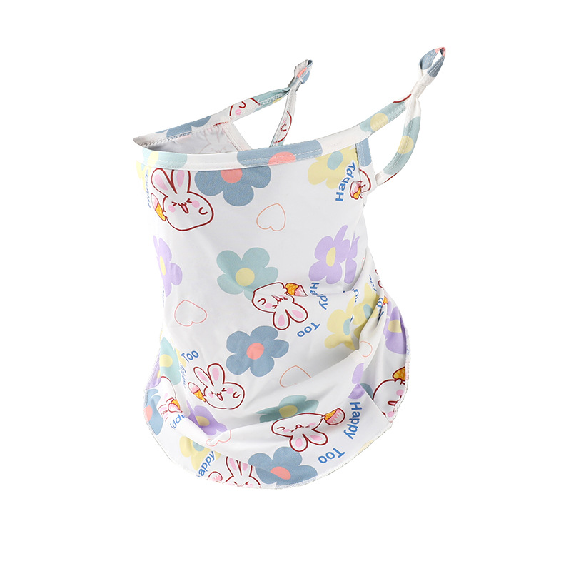 Summer 2025 Children's Ice Silk Printed Mask Outdoor Sunscreen Scarf Boys' and Children's Mask Neck Cover Breathable