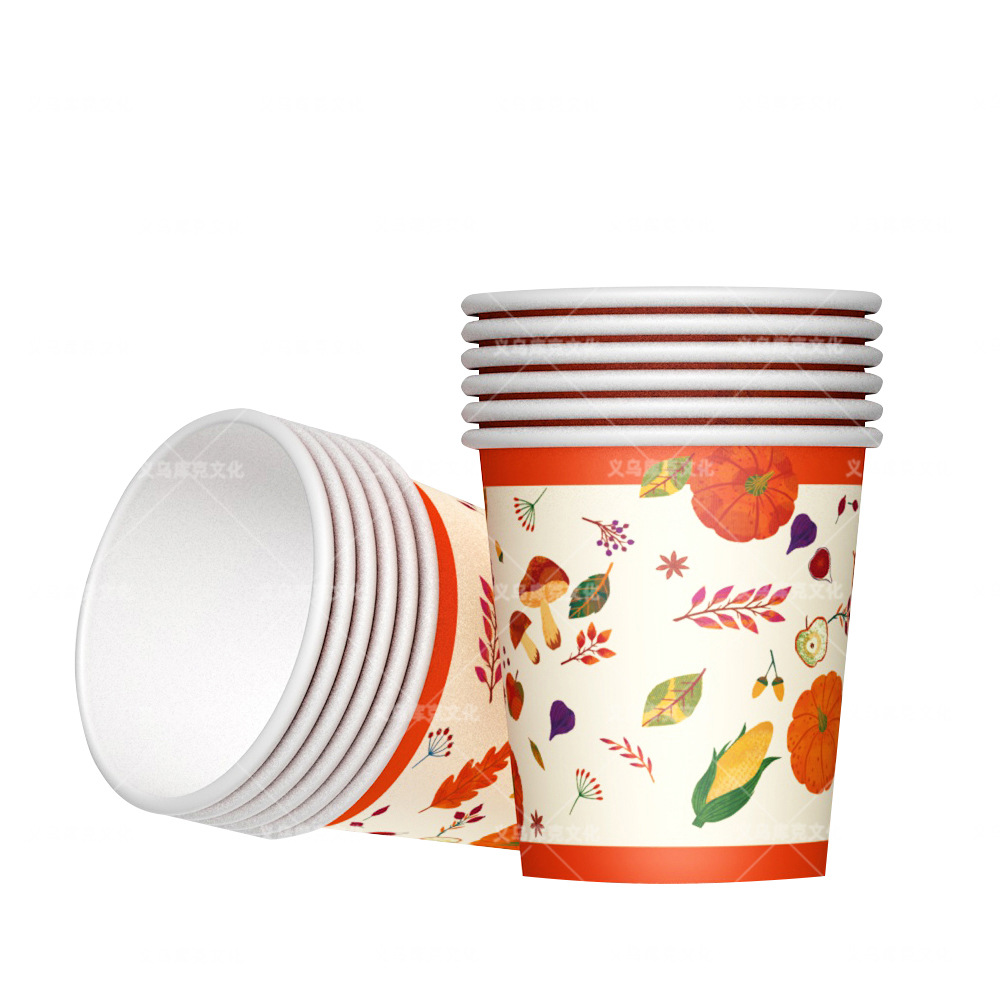 Thanksgiving Party Theme Thankgiving Disposable Paper Tray Paper Cup Tissue Birthday Products Decoration Set