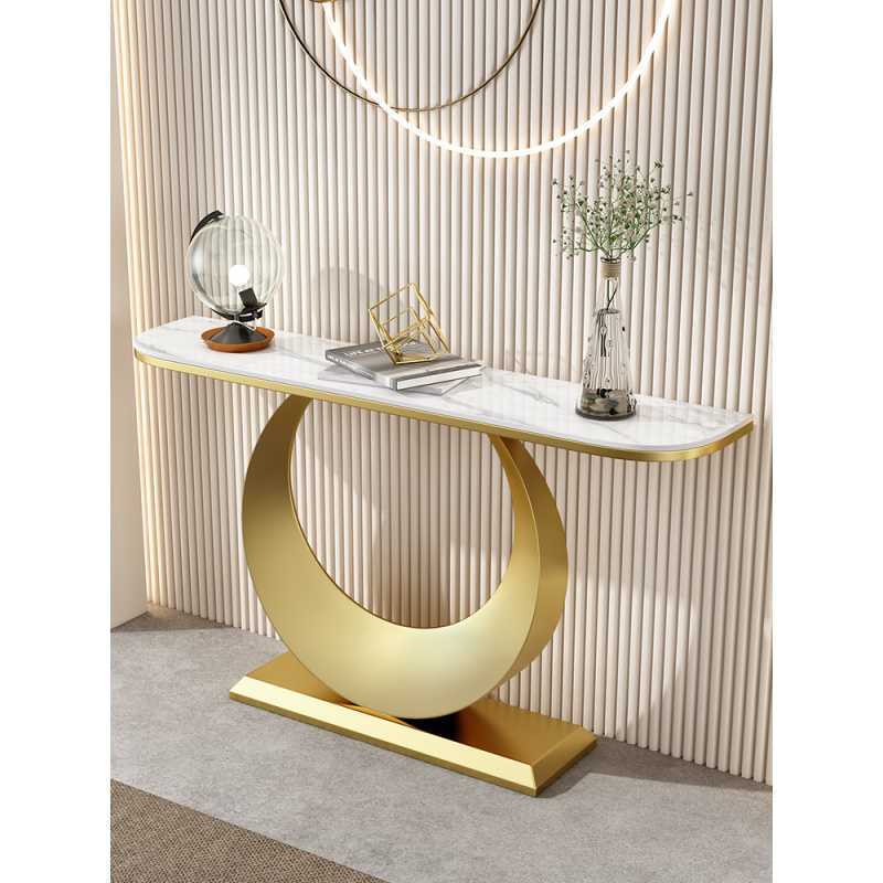 Italian-style light luxury Rock plate entrance table semicircle entrance cabinet modern minimalist wall-mounted entrance rock plate entrance table end View table