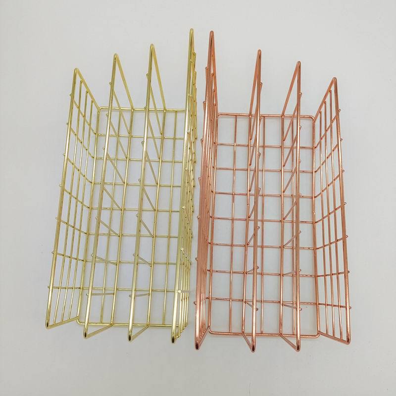 Office Creative File Rack Desktop Storage Fit Rack Decorative Storage Rack Book Stand Iron Metal Three-compartment Bookshelf