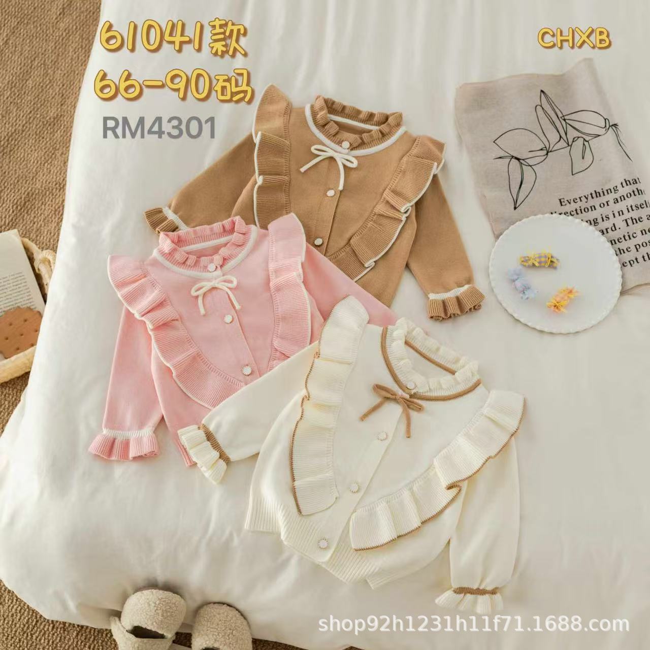 2025 New Baby Girl Children's Cute Flower Cardigan Sweater Korean Style Newborn Single-Breasted Sweater Manufacturer Wholesale