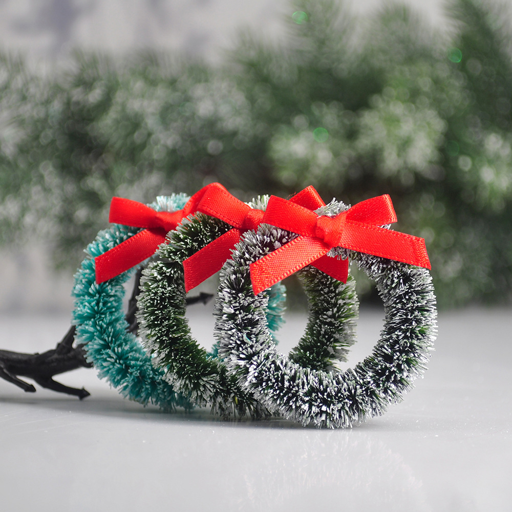 Cross-border simple door decoration Diy Christmas garland simulation rattan qiongma bow mini wreath Easter decoration