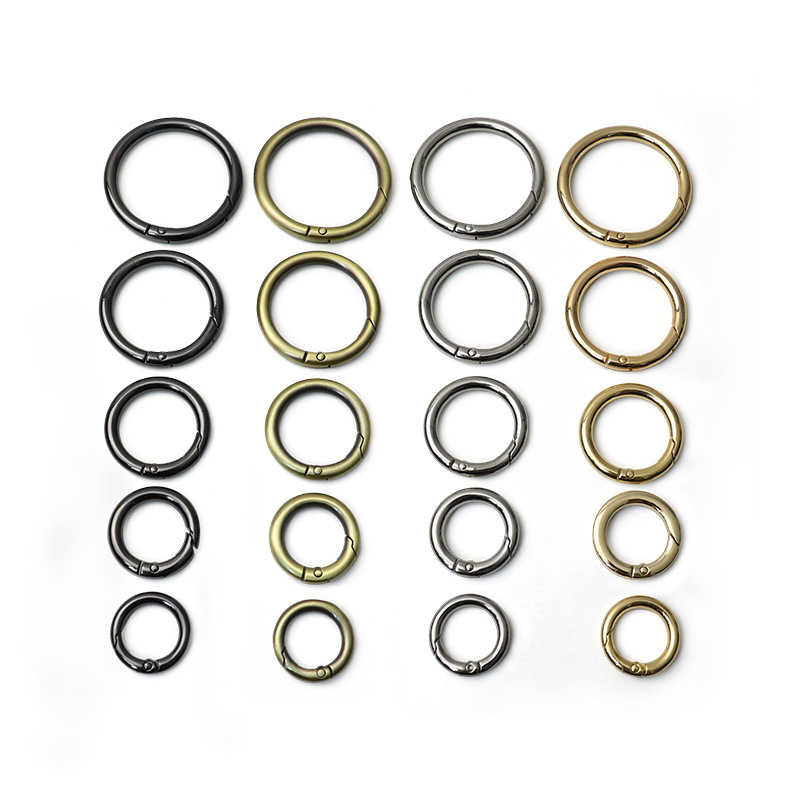 Open ring metal spring ring with lifting ring zinc alloy connection buckle 7-50mm luggage hardware spring buckle