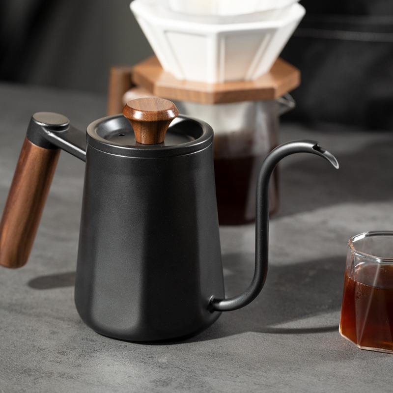 Free Shipping Hand Coffee Pot 304 Stainless Steel Long Mouth Fine Mouth Pot suit with Thermometer Anti-scalding Handle Hand Pot