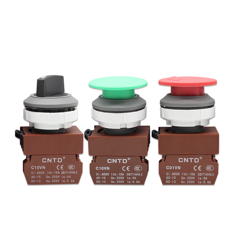 Changde Push Button Switch Press Type C3P Emergency Stop Self-Locking Reset Knob Mushroom Head Point Power Start Stop