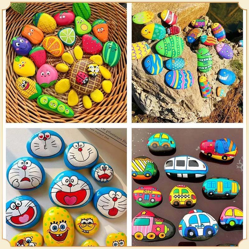 Painting Stones Wholesale Manufacturer Natural Pebbles Raw Stones Painted Stones Handmade DIY Children's Painting Hand-Painted Flat Stones