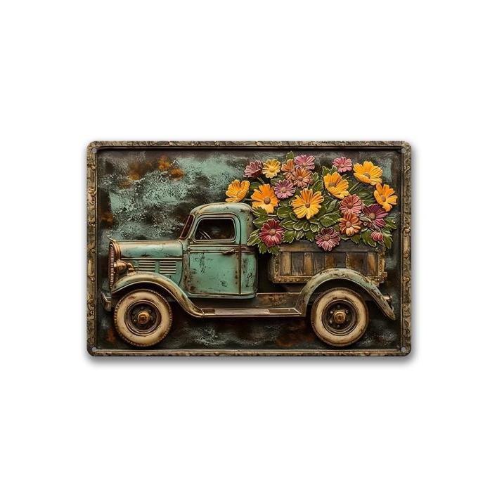Cross-border hot 3D retro tin painting wall decoration creative wall decoration real factory spot fast hair